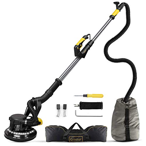 Ponceuse Girafe, 750W 1800RPM, Girafe Ponceuse aspirateur, Lampe à LED, 7 Vitesses réglables, Ø 225 mm, Meuleuse murale avec 12 Papiers de Verre, Levier réglable, 4,5 m de Câble