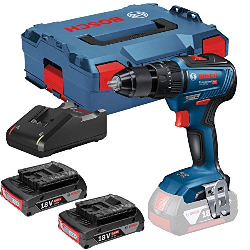 Bosch Professional 06019H5305 GSB18V-55 Perceuse visseuse à percussion Brushless 55Nm + 2 batteries 18V 2Ah Li-ion + coffret L-case