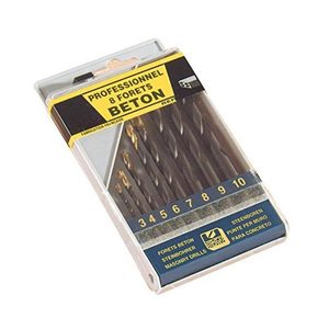 RISS - Coffret de 8 forets béton - qualité supérieure - D: 3-4-5-6-7-8-9-10 mm