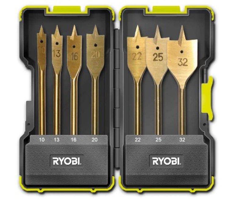 Coffret antichocs RYOBI 7 mèches plates pour perçage bois RAK07SB