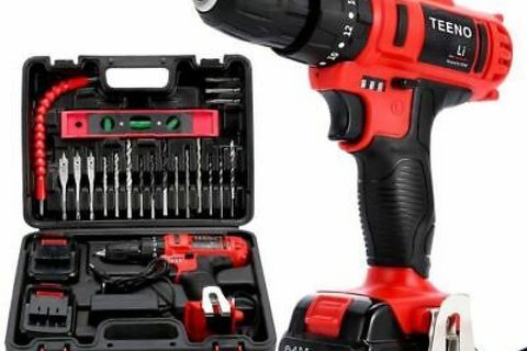 Perceuse visseuse sans fil TEENO PSR 21V + 2 batteries lithium Rouge
