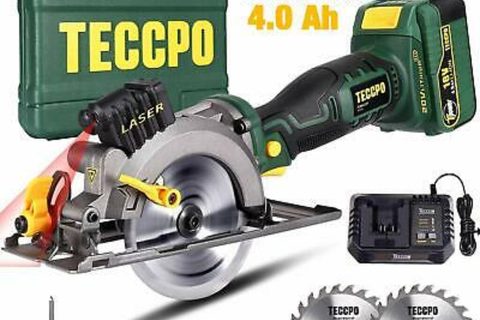 Scie circulaire TECCPO FR-TDMS22P, 650W 18V sans fil avec Laser 4500RPM Angle Réglable à 45°