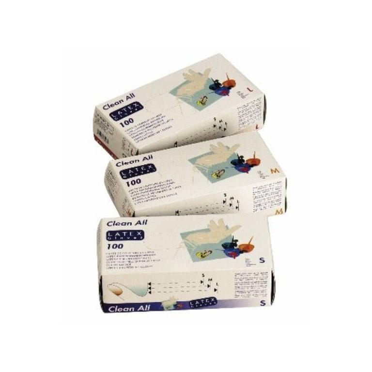 Pack de 100 Gants Latex – Taille M – Clean All – Sibel -Blanc