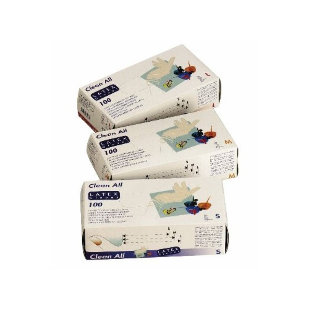 Pack de 100 Gants Latex – Taille M – Clean All – Sibel -Blanc