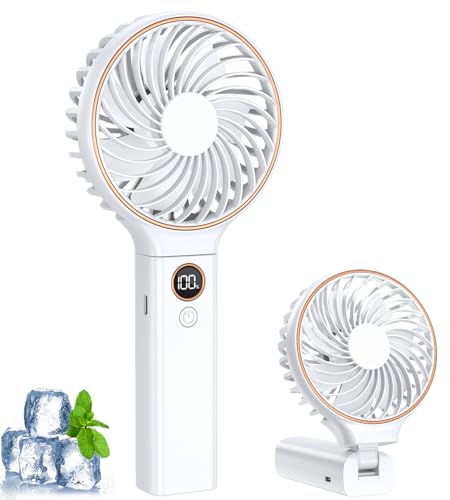 POIFL Mini Ventilateur Portable, 4000mAh Ventilateur Portable USB, 24 heures d'utilisation, 6 Vitesses Mini Ventilateur Silencieux Ventilateur de Bureau Pliable Pour Bureau, Cours, Voyage, Extérieur