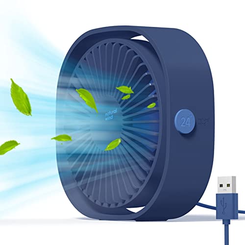 Simpeak Ventilateur USB Mini Ventilateur Portable Silencieux Ventilateur Bureau 3 Vitesses Réglable Alimenté par USB, pour le Maison et Bureau (Bleu)