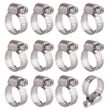 12 Pièces Collier de Serrage Tuyau Ajustable en Acier Inoxydable Tuyau Pinces Clips Fixation (9-16 mm)
