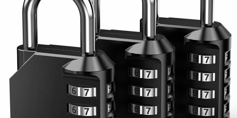 Lot de 3 Cadenas à combinaison 4 chiffres réinitialisables. Serrure combinée, en métal étanche et fermoir combiné. A utiliser pour sécuriser un vestiaire, un entrpôt, une grange..