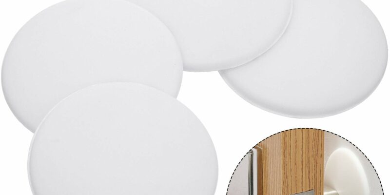 Lot de 4 protecteurs muraux de bouton de Porte en silicone. Poignée de porte, pare-Chocs auto-adhésif, bouton de porte. Arrêt de porte, garde de mur en caoutchouc. Rond, coloris Blanc