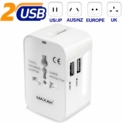 Adaptateur universel prise usb pour un meilleur voyage MAXAH Adaptateur universel de voyage avec 2 ports USB Tout en un adaptateur international adaptateur prise double usb All in One Universal World Wide Travel Adapter pour plus de 150 pays ou région comme Chine Thaïlande Australie angleterre UE Etats unis Japon etc 1A Blanc