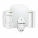 Kit alarme sans fil AJAX AJHUBK GSM + Ethernet. jusqu’à 100 appareils, composé d’un contrôleur, détecteur PIR, contact magnétique et télécommande – (Blanc)