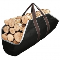 Amagabeli Toile Sac à bûche Cheminée Sac de rangement pour le bois de chauffage Grande capacité Porte-bûches De plein air Porte-bûches en bois ciré avec poignées Solide Sac de transport en bois