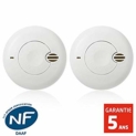 2 détecteurs de fumée NF, autonomie 1 an. Garantie 5 ans