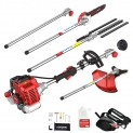 Débroussailleuse thermique multifonction AOSOME 4 en 1 : Taille haies, tronçonneuse, rallonge, débroussailleuse. Moteur 2 temps 52cm³, 2.2kw, 3CV