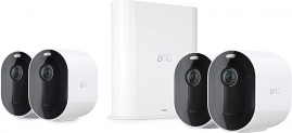 Arlo Pro3 2K HDR Kit de 4 Caméras Connectées, Eclairage Intégré, Rechargeable, sans Fils, Audio Bi-directionel, Étanche, Jour/Nuit, Vision Nocturne Coloreée, Grand Angle 160° (VMS4440P) Blanche
