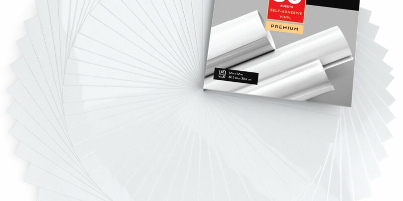 50 feuilles de vinyle ARTEZA auto-adhésives blanc brillant