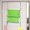 Artmoon Luck – Porte Serviettes sur Porte à Suspendre 3 Niveaux 2 Crochets – Seche Serviette à Accrocher – Installer sans Percer – Acier Chromé – 45×10.5x69cm