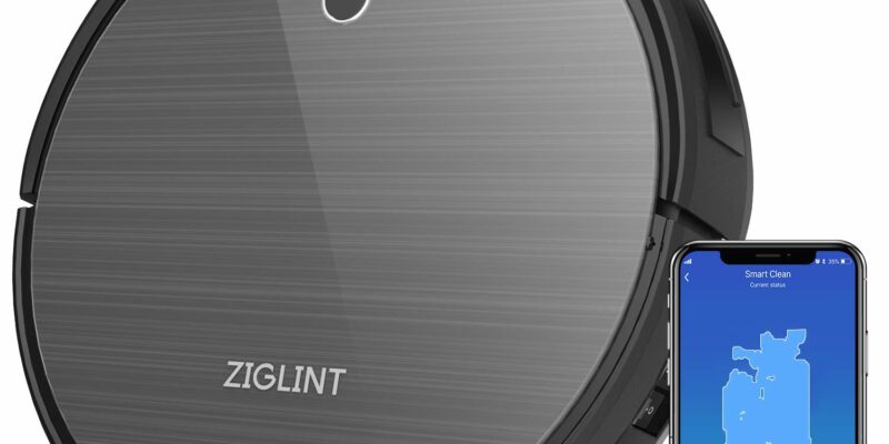 Aspirateur robot ZIGLINT D5 contrôlé par application et télécommande. Connectivité par Alexa et Google Home. Aspirateur Robot 1800Pa avec station de charge automatique. Idéal pour aspirer les poils de vos animaux domestiques. Garantie 2 Ans