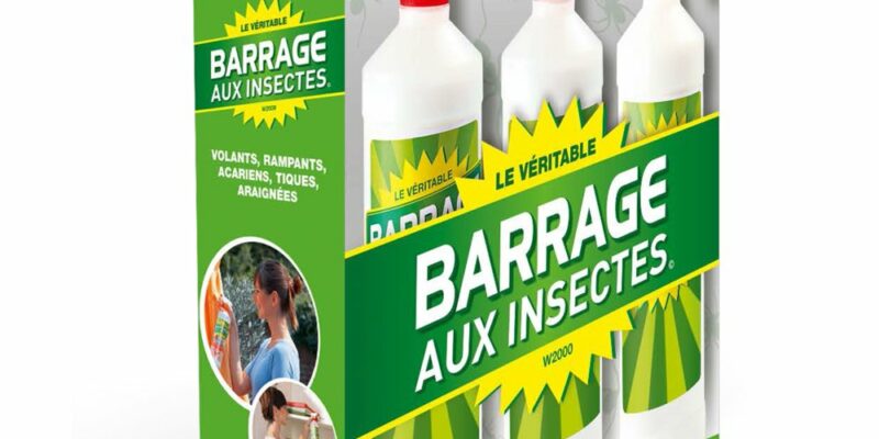 Barrage aux insectes W2000, lot de 3 bouteille de 1 litre, 3 bouchons de sécurité et 1 pulvérisateur