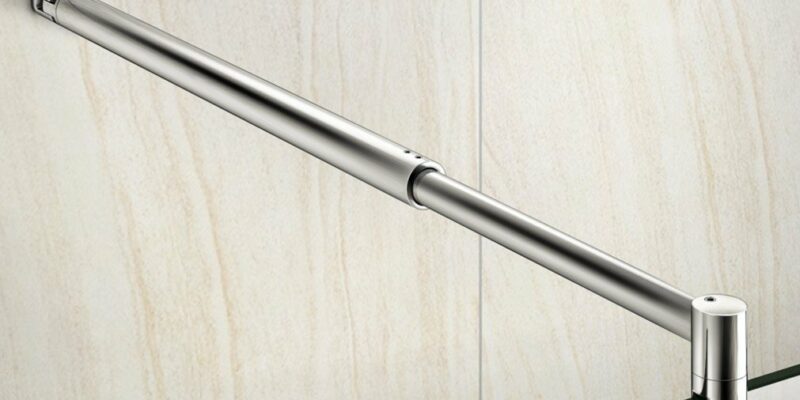 Barre de fixation de douche extensible 700-1200mm, barre de stabilisation cylindrique. La pince tourne à 360°, elle est compatible avec toutes les parois de douches
