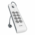 Belkin – BSV804ca2M – Multiprise/Parafoudre 8 Prises avec 2 Ports USB – Cordon de 2m – Blanc (Protection jusqu’à 900 joules)