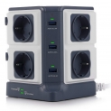 BESTEK Tour Multiprise Parasurtenseur Parafoudre avec 8 Prises EU et 6 Ports USB 2,4A, Interrupteur, Adaptateur Douille, Clapet Sécuritaire, 1600J Protection Surtensions, Clapet Sécurisé, 3600W/16A