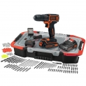 BLACK+DECKER BDCDC18BAST-QW Perceuse-Visseuse sans fil – 30 Nm – 650 trs/min – 2 Batteries – 160 accessoires – Livrée en organisateur, 18V