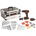BLACK+DECKER BDCHD18AS2F-QW Perceuse à percussion sans fil – 40 Nm – 21 000 cps/min – 2 vitesses – 200 accessoires – Livrée en malette de rangement premium, 18V, 2 batterie