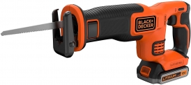 BLACK+DECKER BDCR18E1-QW Scie sabre sans fil – 1 batterie – 1 lame de 140mm- Livré en boite de rangement, 18V