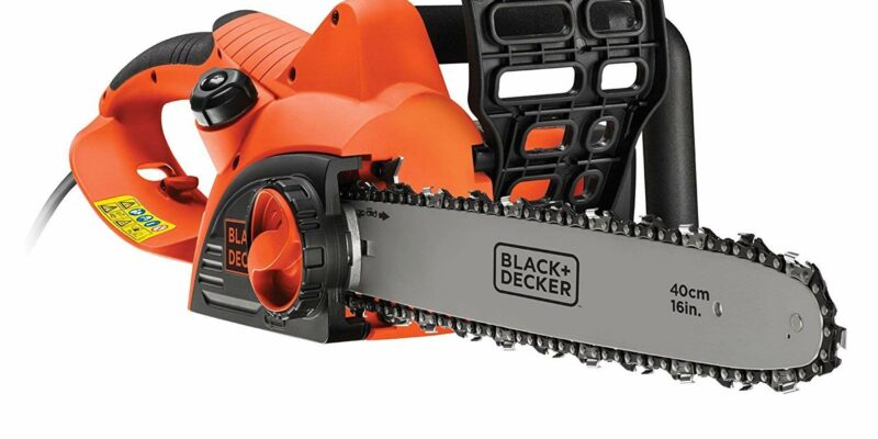 Tronçonneuse filaire BLACK et DECKER CS2040-QS. 40 cm , 2000 W, 12,5 m/s. Chaine chromée anti-rebond