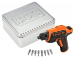 Tournevis sans fil BLACK+DECKER CS36BST-QW- 3,6V – 1,5 Ah – 180 tours/min – Couple : 5,5 Nm – 8 accessoires – Livré en boite métallique