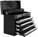 Boite à outils métallique coffret à outils caisse à outils 4 tiroirs + plateau tôle acier noir