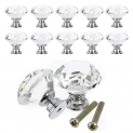 Boutons de Porte en Cristal,10 Pièces Poignées Boutons Poignee de Meuble Diamant avec Boutons de Vis pour Les Tiroirs