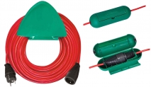 Brennenstuhl Rallonge électrique Rouge 40m avec Support Mural Vert (IP20, câble H05VV-F 3G1,5, protection enfants), Fabrication Française