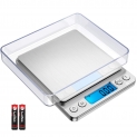 Balance de précision Brifit, 500g/0.01g. Balance de précision 0.01g, balance de cuisine, balance de cuisine avec fonction Tare et Compte. Écran LCD rétroéclairé, en acier inoxydable. Couleur argent.