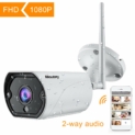 Caméra de Surveillance Extérieure, Caméra IP sans Fil Wifi 1080P, Audio Bidirectionnel Vision Nocturne Alerte de Détection du Mouvement par Mail Notification Vision à Distance par Ordi/Phone/Tablette