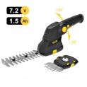 Cisaille Sculpte-haies et herbes, TECCPO 7.2V Cisaille Sculpte-haie à batterie de 1.5Ah, Charge rapide par USB 80min, avec poignée rotative à longue tige, sécateur à gazon 2 en 1 – TDGS03G