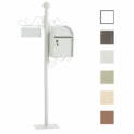 CLP Boîte aux Lettres Charlize, Boîte aux Lettres sur Pied avec Un Design Nostalgique, 150 cm de Hauteur, en Métal avec Porte-nom, Porte-journaux Style Vintage, Couleur au Choix: Blanc