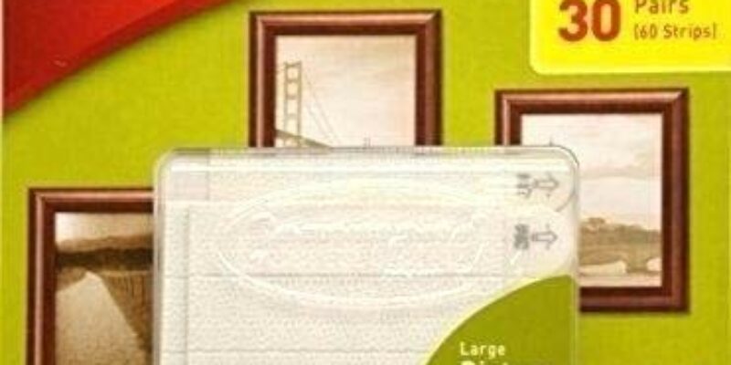 Bandes de fixation amovible pour grand tableau et photo sous cadre. Permet d’accrocher un tableau sans faire de trou au mur. Marque Command par 3M