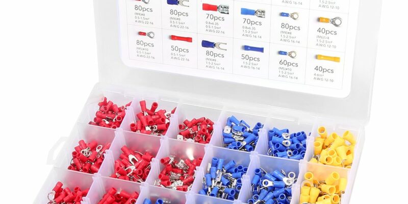 Cosses électriques à sertir assortiment de 1200 pièces. Marque Eventronic, connecteurs isolés pour sertissage