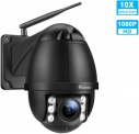 Ctronics PTZ Caméra de Surveillance WiFi 10X Zoom Optique Caméra IP 1080P sans Fil Rotation 355° 90° Caméra Dôme Extérieure Balayage Automatique Préréglage Vision Nocturne 60M Imperméable IP66