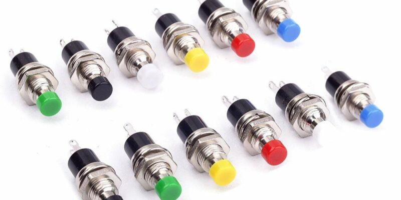 Lot de 12 boutons poussoirs, 2 broches 1 A 250 V CA