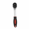 DE-FR Clé à cliquet 1/2 3/8 1/4 po en acier chromé au vanadium, clé dynamométrique 24 dents, clé à dégagement rapide, outils à main professionnels (couleur: argent et rouge 1/4 de pouce)