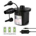 Deeplee Pompe à Air Électrique, 2 en 1 Rechargeable Gonfleur/Degonfleur Electrique Pompe À Air Portable Rapide Gonfleur Électrique avec 3 Buses pour Matelas Gonflable,Un Adaptateur USB 5V Inclus
