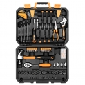 Boite à outils 128 pièces. Malette à outils à main. Coffret d’outils divers : réparation automobile, avec étui de rangement