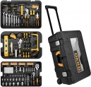 DEKO Boîte à Outils 258pièces Coffret à Outils Set à Outils Poignée Télescopique,Boîte à Outils Roulant