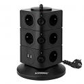 DoubleYI Tour Multiprise Parasurtenseur Parafoudre 11 Prises avec 2 USB 4,5A Ports – Cordon de 2m – Noir (Protection jusqu’à 1000 joules)