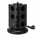 DoubleYI Tour Multiprise Parasurtenseur Parafoudre 11 Prises avec 2 USB 4,5A Ports – Cordon de 2m – Noir (Protection jusqu’à 1000 joules)