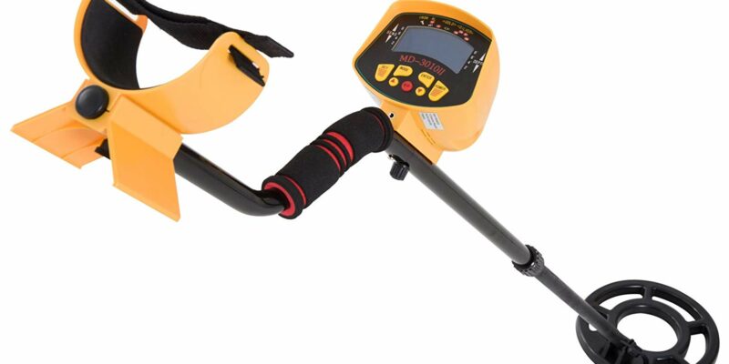 Détecteur de métaux haute sensibilité, écran LCD. Chasse aux trésors, poignée ergonomique, tige télescopique. Couleur: noir et jaune
