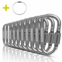 Lot de 10 mousquetons en alliage d’aluminium inoxydable à visser. Carabiner avec fermeture à vis, parfait pour des activités en plein air, au camping, en randonnée ou encore à la pêche. Charge maximale de 60KG